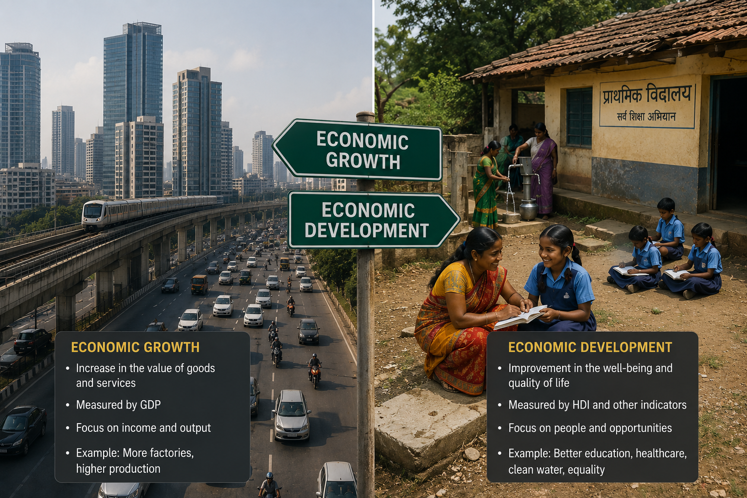 Economic Growth vs Development: Meaning, Differences and Examples