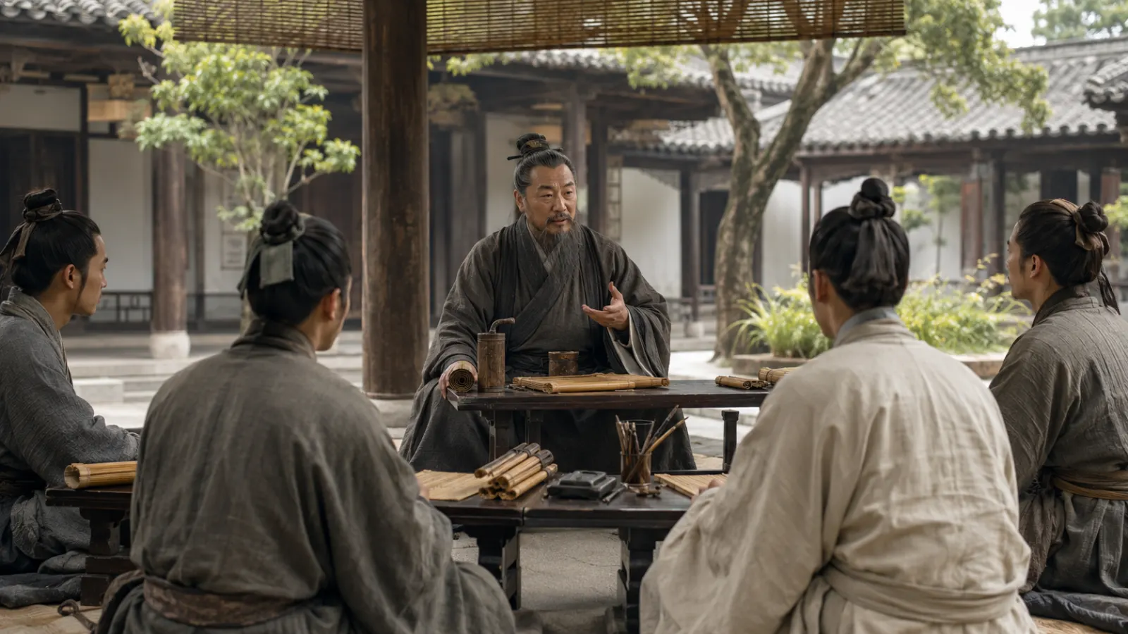 Traditional representation of Confucius with early Chinese philosophical context