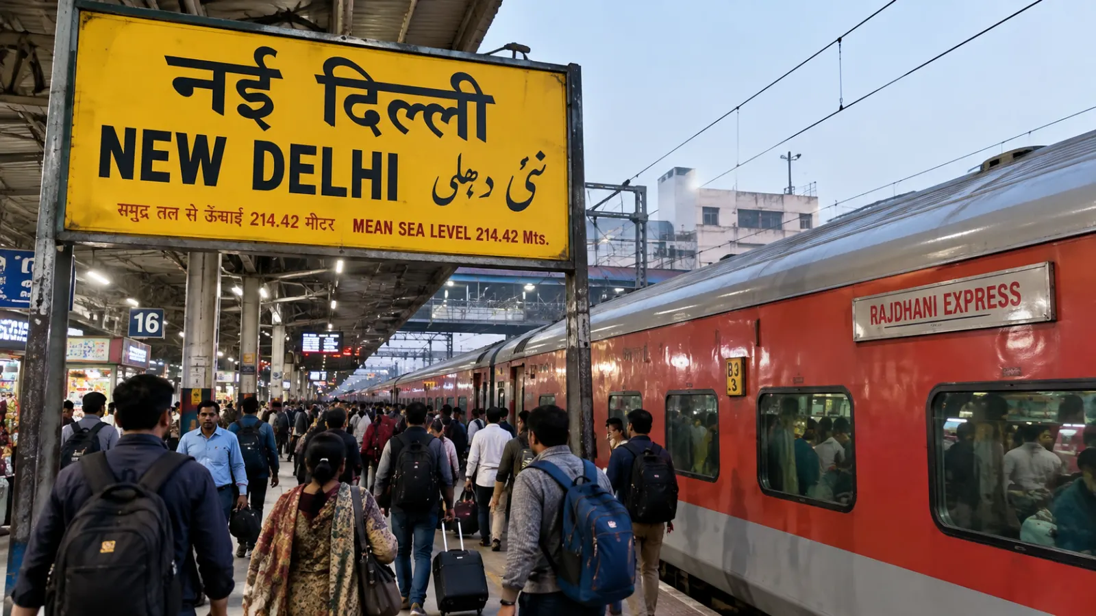 Indian Railways train at a Delhi railway station as major services face cancellations on October 10.
