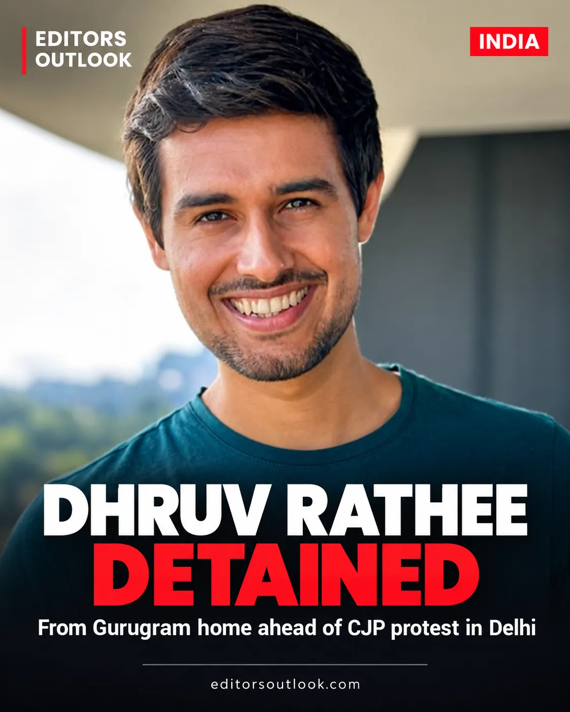Dhruv Rathee Detained From Gurugram Home Ahead of CJP Protest in Delhi