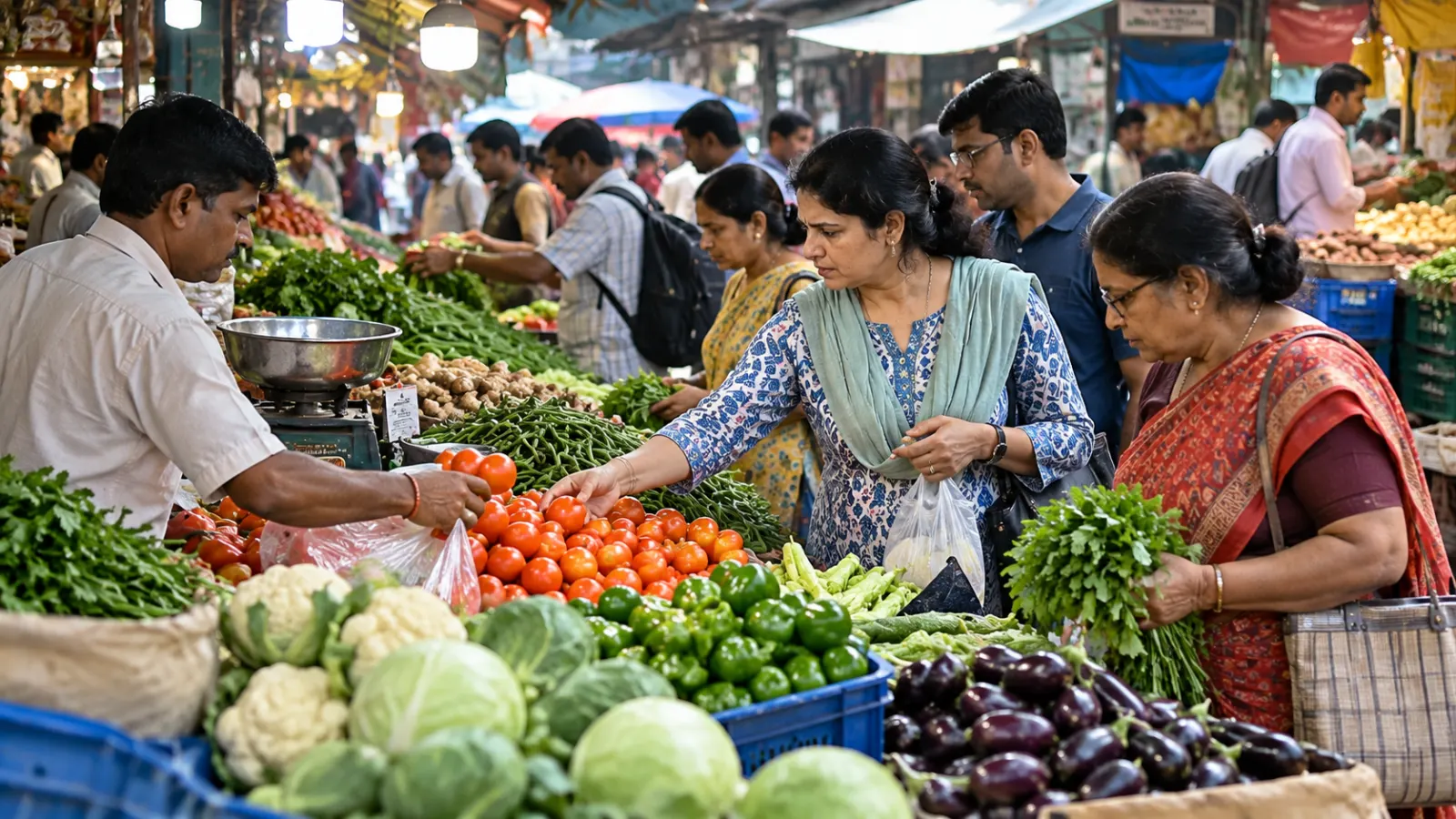 Indian shoppers buying groceries as India inflation September 2026 is expected to rise amid higher food prices, crude oil costs and rupee weakness.